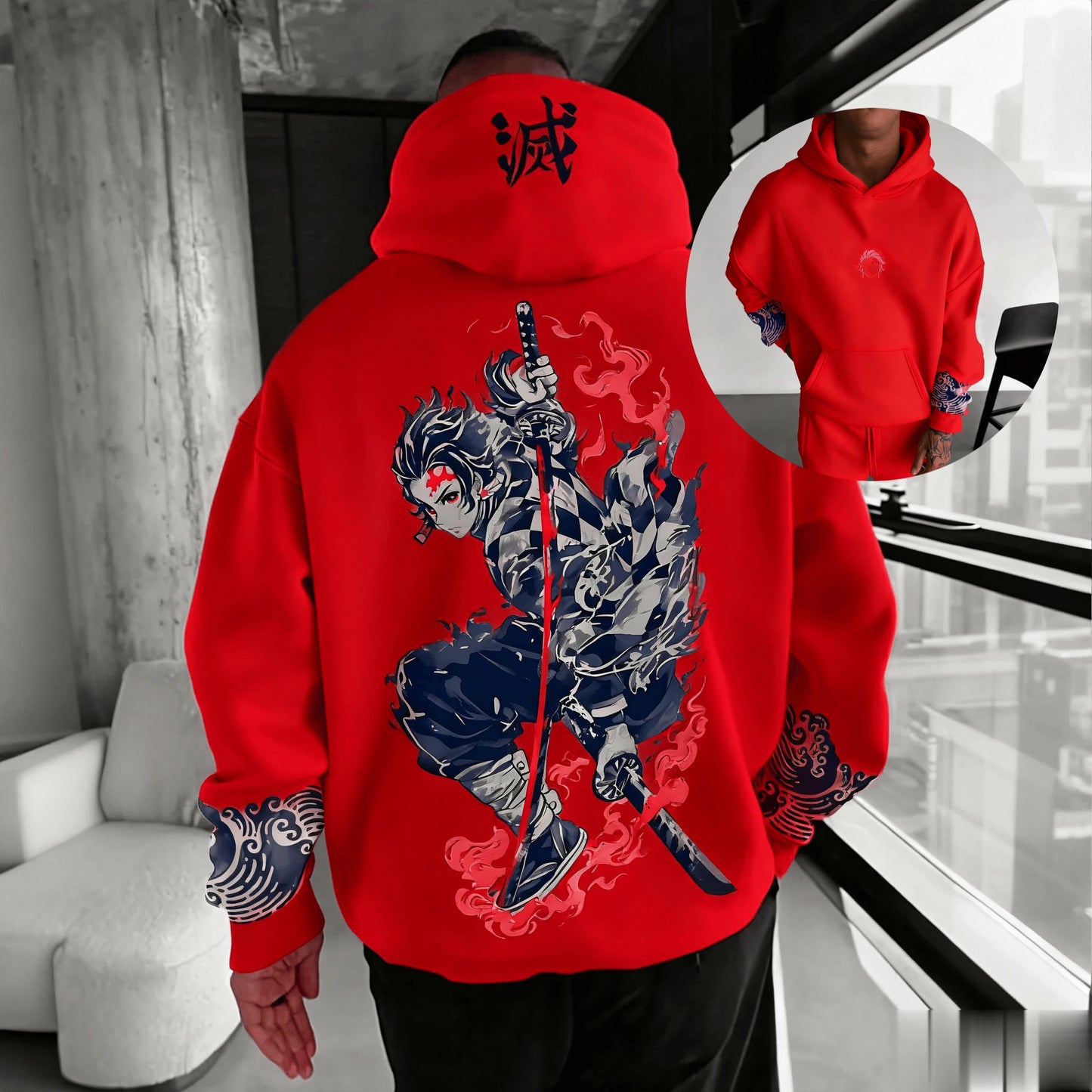 ⚔️Demon Slayer Fashion Hoodie Sweatshirt Unisex Anime Pullover Hoodie Oversize Casual Streetwear Long Sleeve Autumn Top⚔️