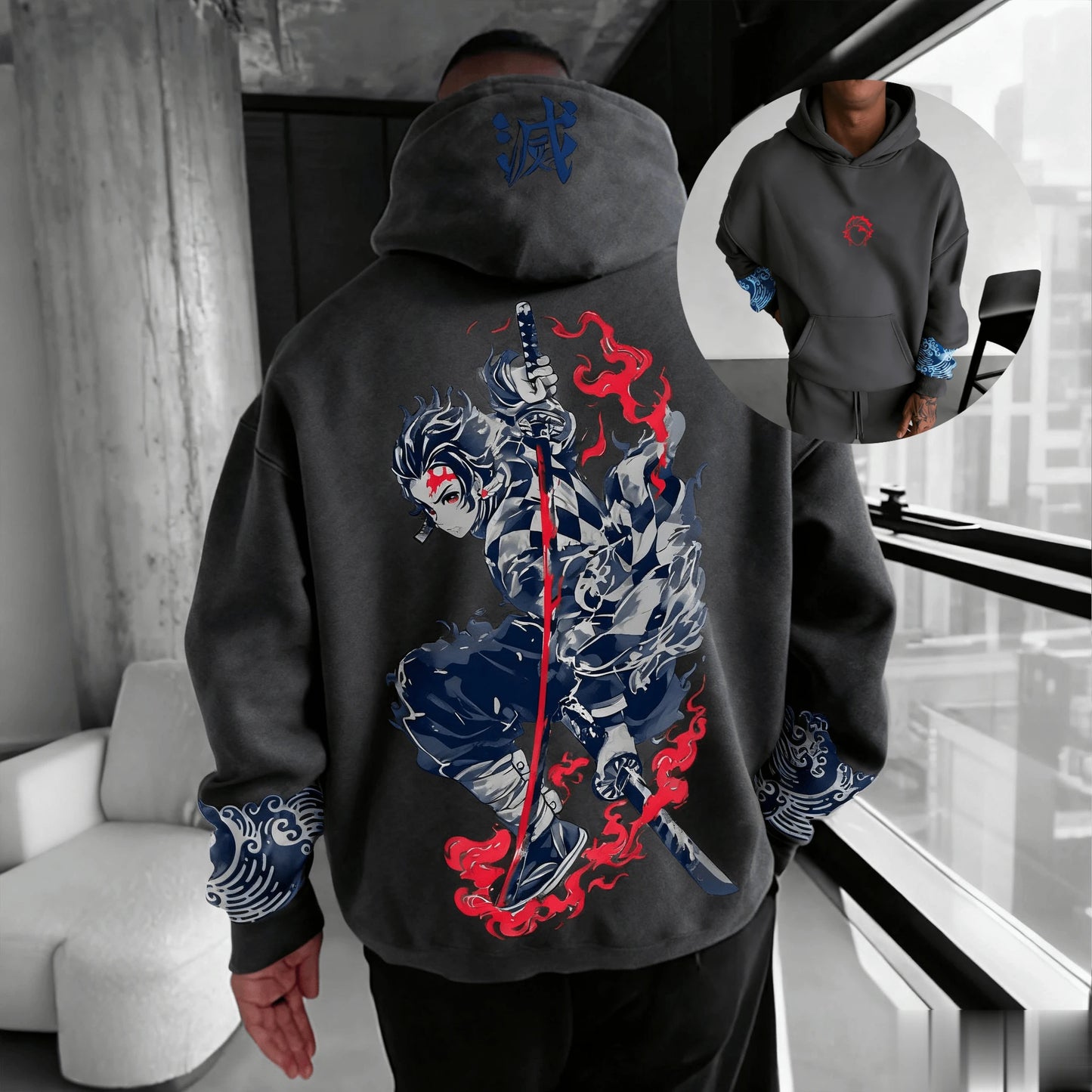 ⚔️Demon Slayer Fashion Hoodie Sweatshirt Unisex Anime Pullover Hoodie Oversize Casual Streetwear Long Sleeve Autumn Top⚔️