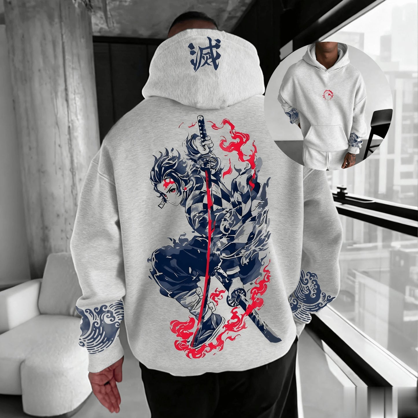 ⚔️Demon Slayer Fashion Hoodie Sweatshirt Unisex Anime Pullover Hoodie Oversize Casual Streetwear Long Sleeve Autumn Top⚔️